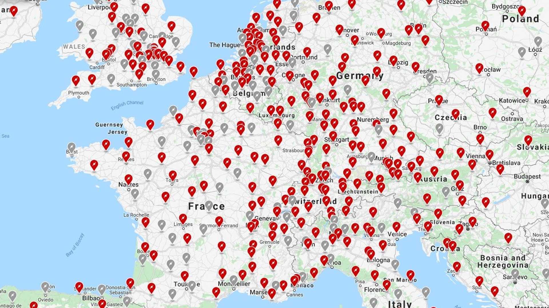 Tesla Shows Map of Brand New Charging Stations Over Europe and USA